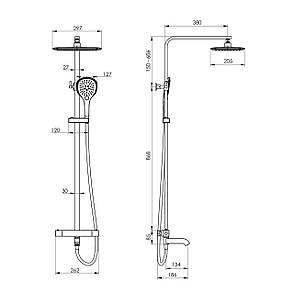 CENTRUM LT система душова (термостат для ванни квадрат, верхній душ 298*208 мм ABS, ручний душ 127 мм 3 режими, шланг 170 см) білі, фото 2