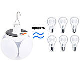 Ліхтар підвісний Лампа для кемпінгу акумуляторна LED з сонячною панеллю Camping Light з гачком яскравий, фото 7