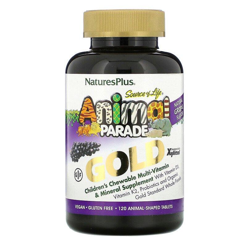 Nature's Plus, Source of Life, Animal Parade Gold, домішка для дітей із мультивітамінами, картоплею, 120 таблеток