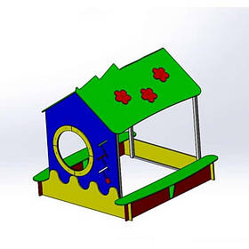 Пісочниця дитяча ігрова "Будиночок" з дахом у двір чи на майданчик