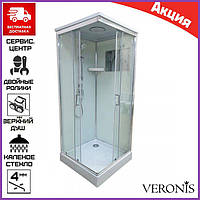 Душевой бокс Veronis BN-1-03 90х90 см / Душевая кабина с низким поддоном квадратная стеклянная