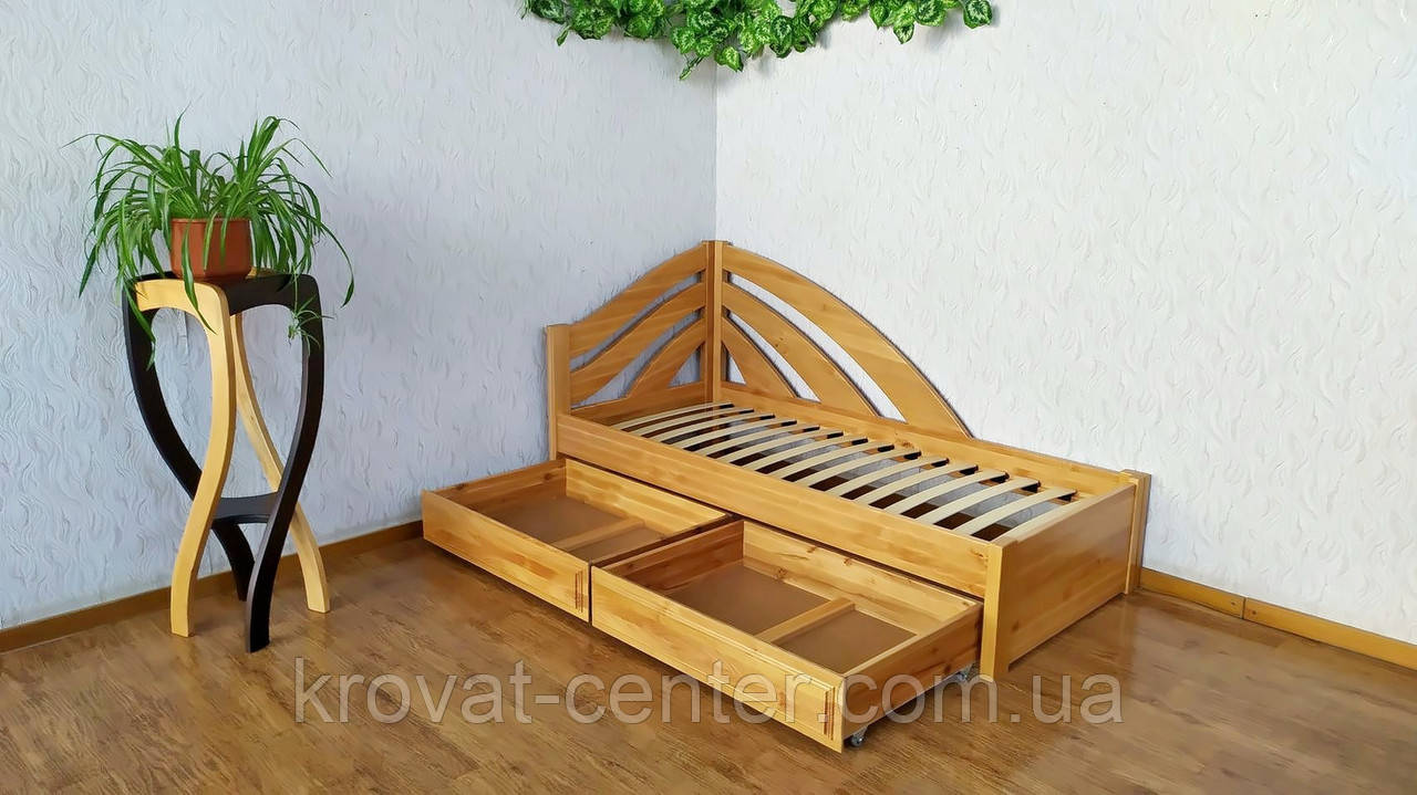 Дерев'яне односпальне ліжко з ящиками для дітей і підлітків з масиву дерева "Веселка - 3"