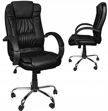 Офісне, комп'ютерне крісло Malatec 8983 (еко шкіра, хром метал, Польща)