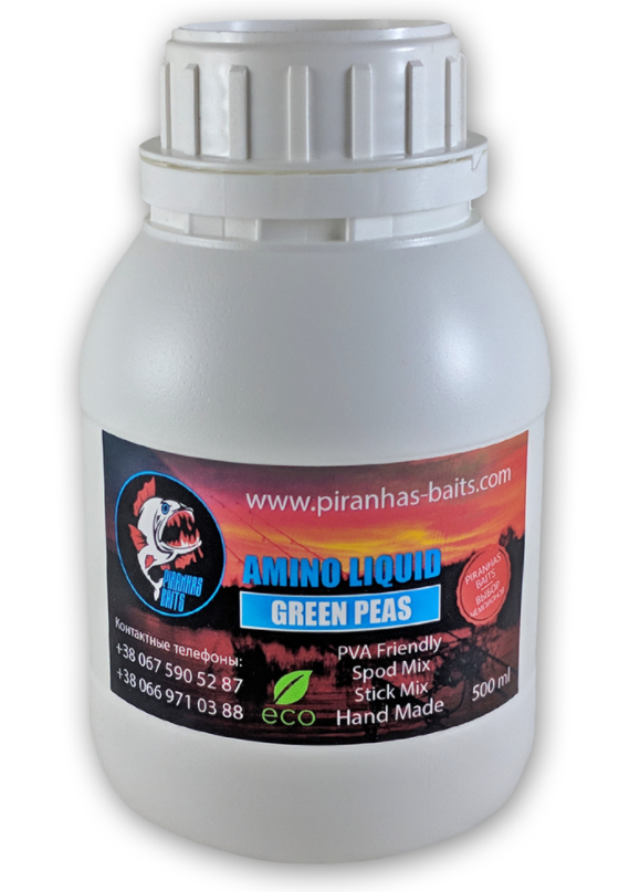 Ліквід Piranhas Baits Amino Liquid Green Peas 500 ml