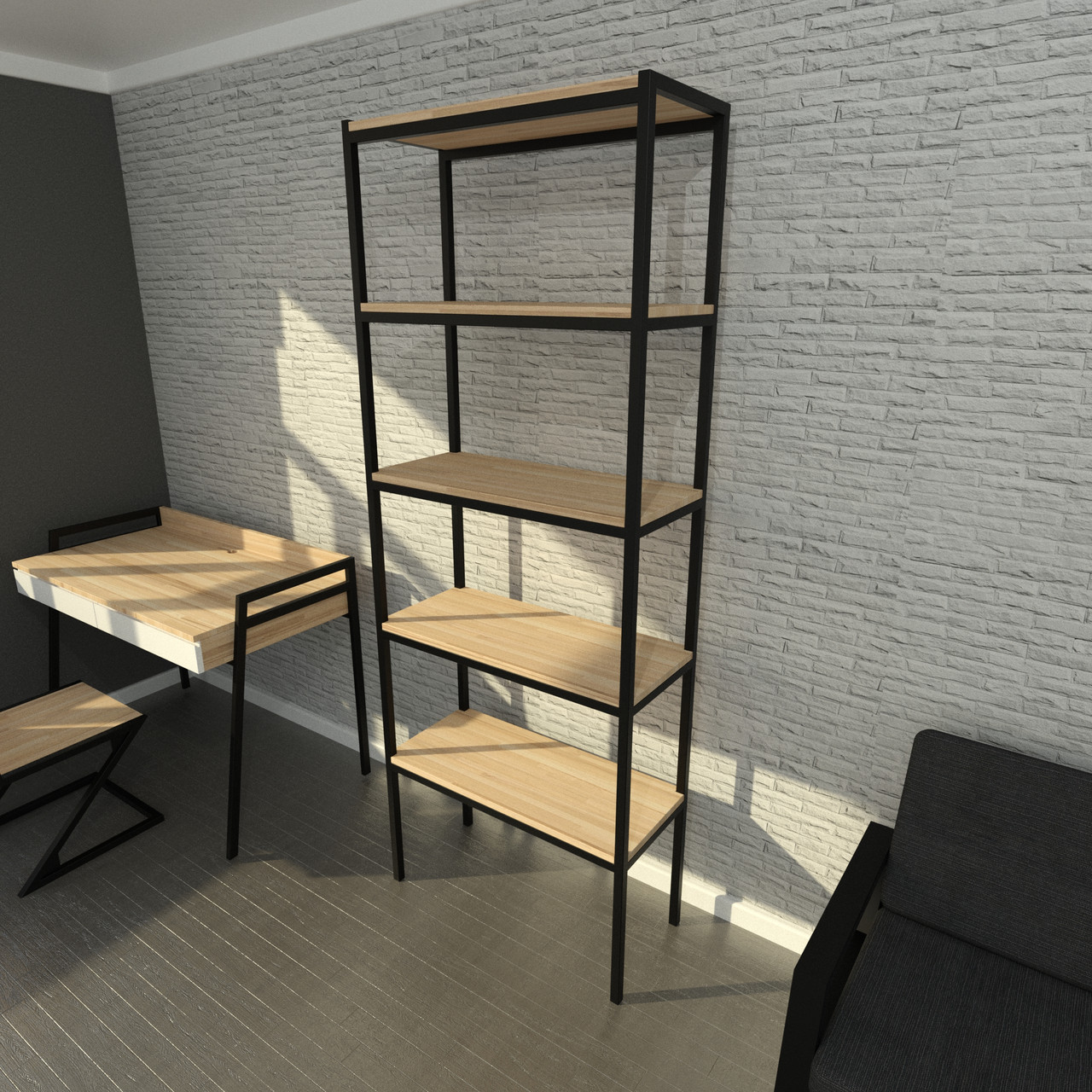 Стелаж стиль Loft з натурального дерева
