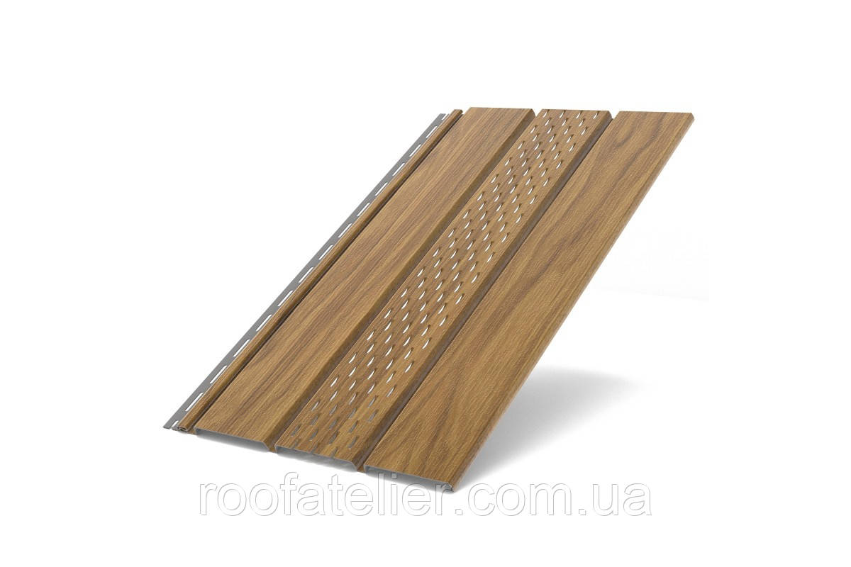 Панель софіт Bryza / Бриза 3м 0,92м2 з перфорацією золотий горіх Польща, фото 1