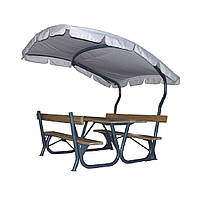 Садова альтанка з дахом каркас метал сірий, дерево горіх (Rud TM)