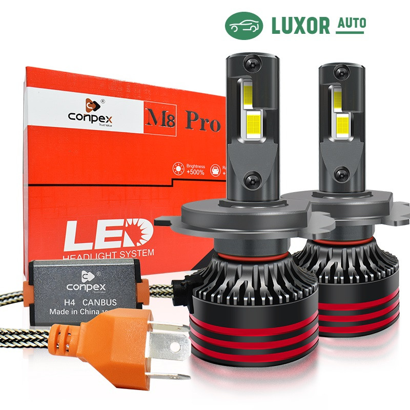 Світлодіодні LED автолампи Conpex M8 pro H4 100W 14000LM 6000K з обманкою (Canbus)