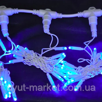 Вулична гірлянда "Шторора" 3х3м, 480LED IP44, синя Flash мерехтіння, білий каучук