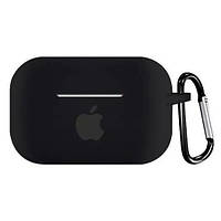 Чехол для AirPods Pro Logo Silicone case с карабином (25) Black чёрный