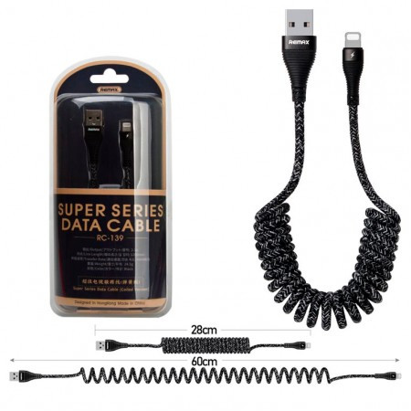 Кабель Remax Super Series Cable RC-139i Lightning 2.1 A/1.2 m Black, фото 1