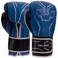 Перчатки для бокса и единоборств на липучке Zelart 2889 Blue-Black 12 унций