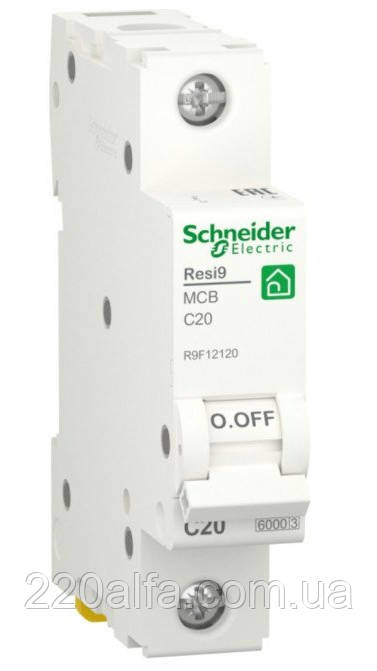Автоматичний вимикач RESI9 6kA 1P 20A C Schneider Electric, фото 1