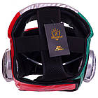 Шолом боксерський із повним захистом Zelart 2886 розмір XL Silver-Red-Green, фото 5