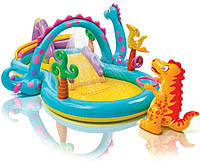 Іntex 57135, детский надувной центр бассейн с горкой Планета динозавров
