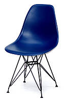 Стул Nik BK-ML голубой 54 на черных металлических ножках, дизайн Charles & Ray Eames DSR Eiffel Leg, код 9394