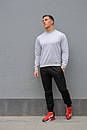 Спортивний трикотажний чоловічий костюм без написів і малюнків | сірий світшот чорні штани, фото 5