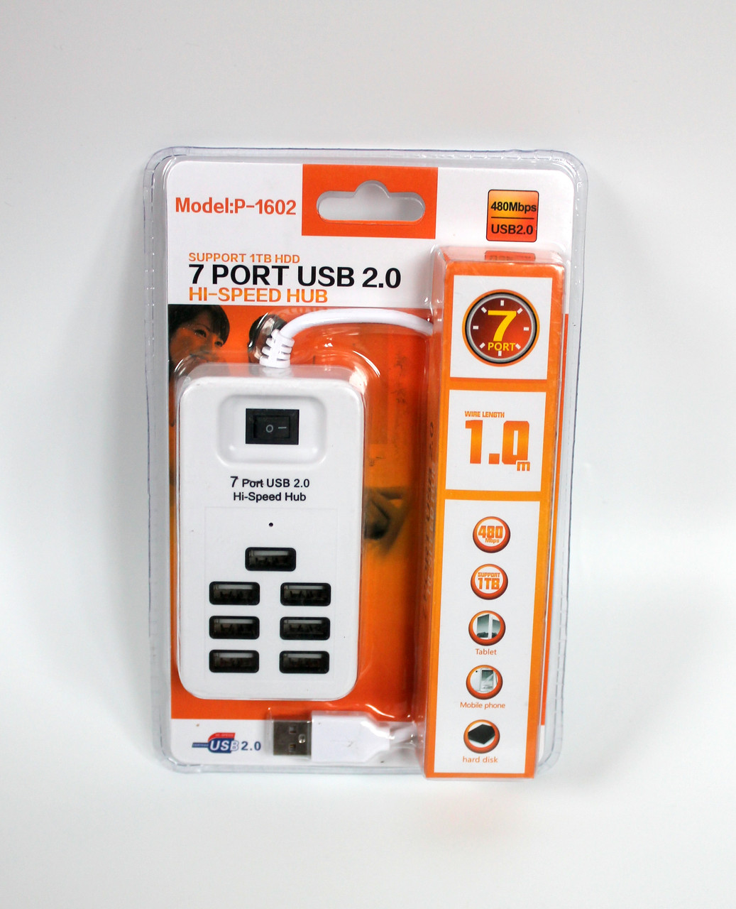 USB Hub 7 портів USB 2.0 юсб розгалужувач хаб