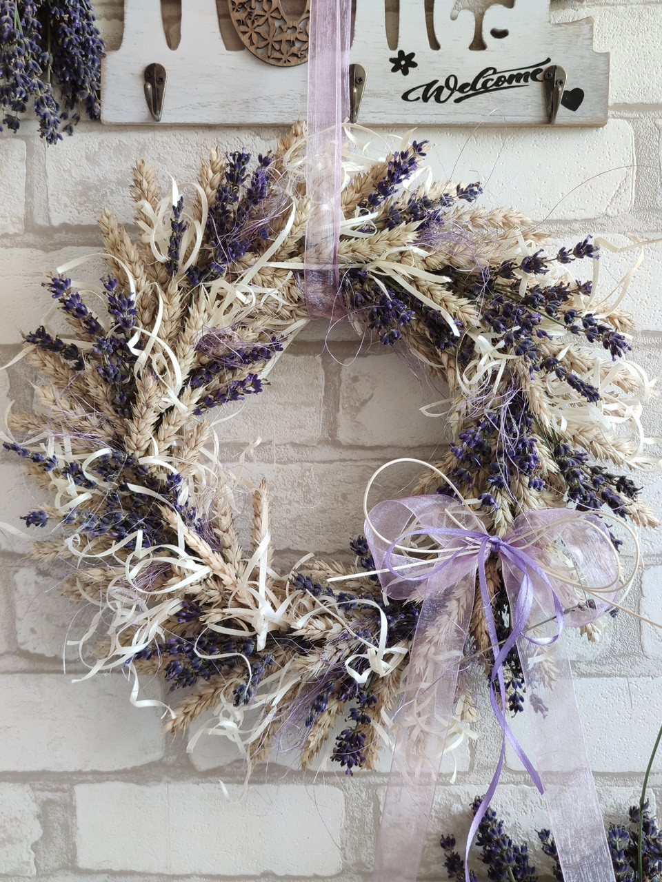 Вінок з лавандою з натуральних матеріалів. Д 35 см, фото 1