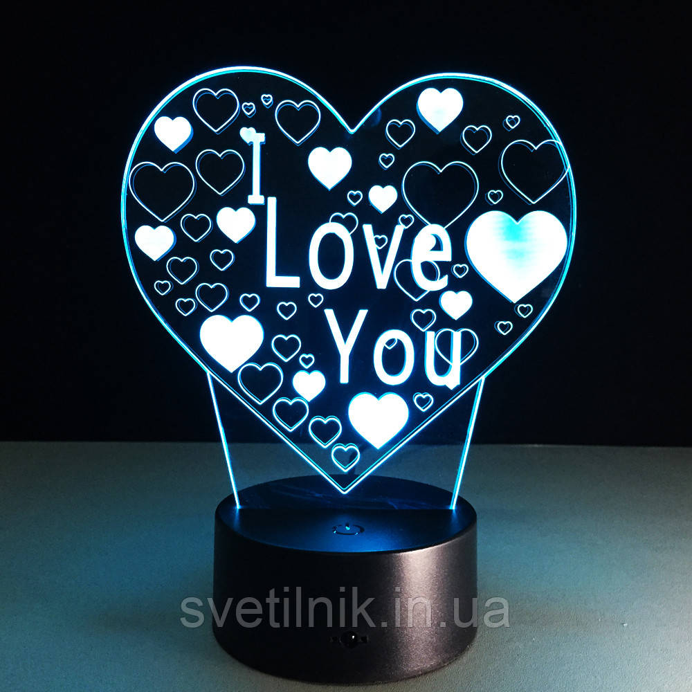 3D Светильник "I Love You", 1 Светильник - 16 цветов света. Подарки на 8 марта - фото 5 - id-p1115431723