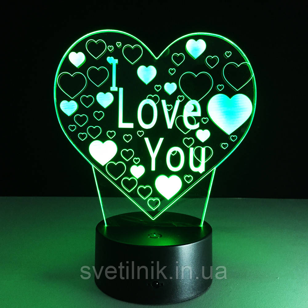 3D Светильник "I Love You", 1 Светильник - 16 цветов света. Подарки на 8 марта - фото 6 - id-p1115431723
