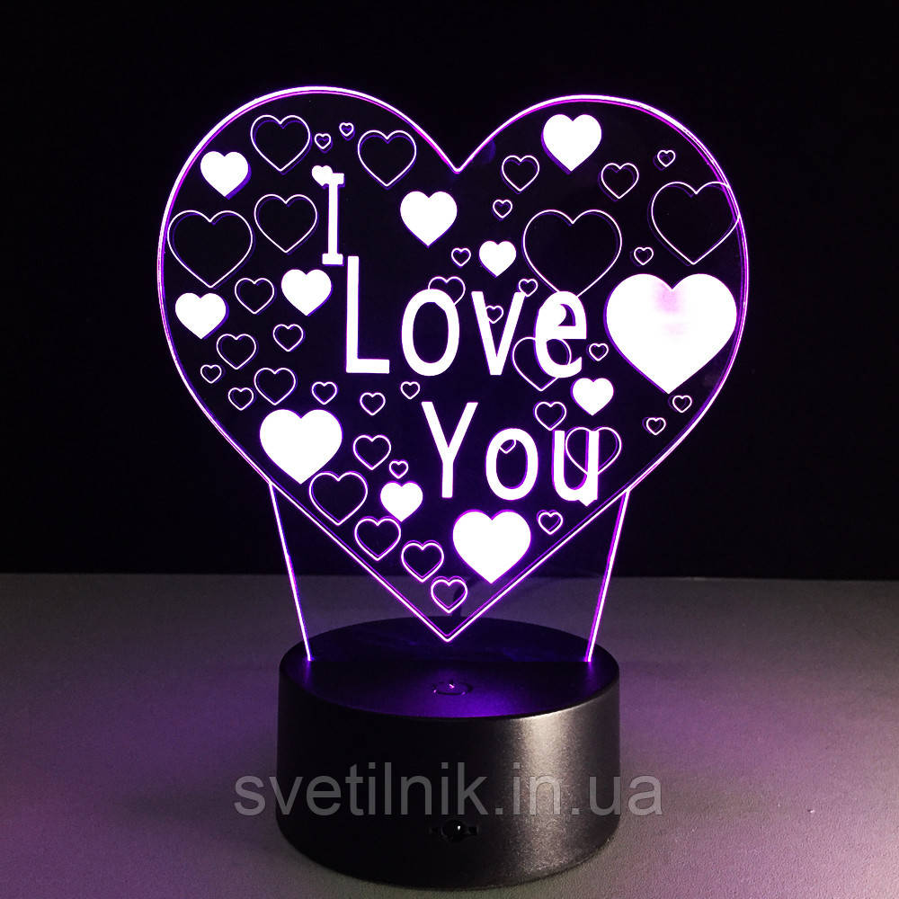 3D Светильник "I Love You", 1 Светильник - 16 цветов света. Подарки на 8 марта - фото 7 - id-p1115431723