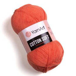 Турецька річна пряжа для в'язання YarnArt Soft Cotton (котон софт) тонкий полухлопок - 23 помаранчевий
