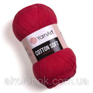 Турецька річна пряжа для в'язання YarnArt Soft Cotton (котон софт) тонкий полухлопок - 26 червоний