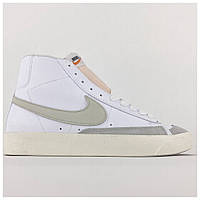 Женские кроссовки Nike Blazer Mid '77 White Grey, белые кожаные кроссовки найк блейзер мид