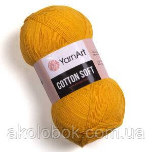 Турецька річна пряжа для в'язання YarnArt Soft Cotton (котон софт) тонкий полухлопок - 35 жовтий