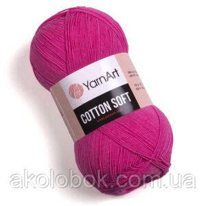 Турецька літня пряжа для в'язання YarnArt Cotton Soft (котон софт) тонкий напівбавовна — 42 яскраво-рожевий