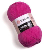 Турецкая летняя пряжа для вязания YarnArt Cotton Soft (котон софт) тонкий полухлопок - 42 ярко-розовый