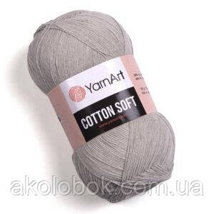 Турецька річна пряжа для в'язання YarnArt Soft Cotton (котон софт) тонкий полухлопок - 49 світло-сірий