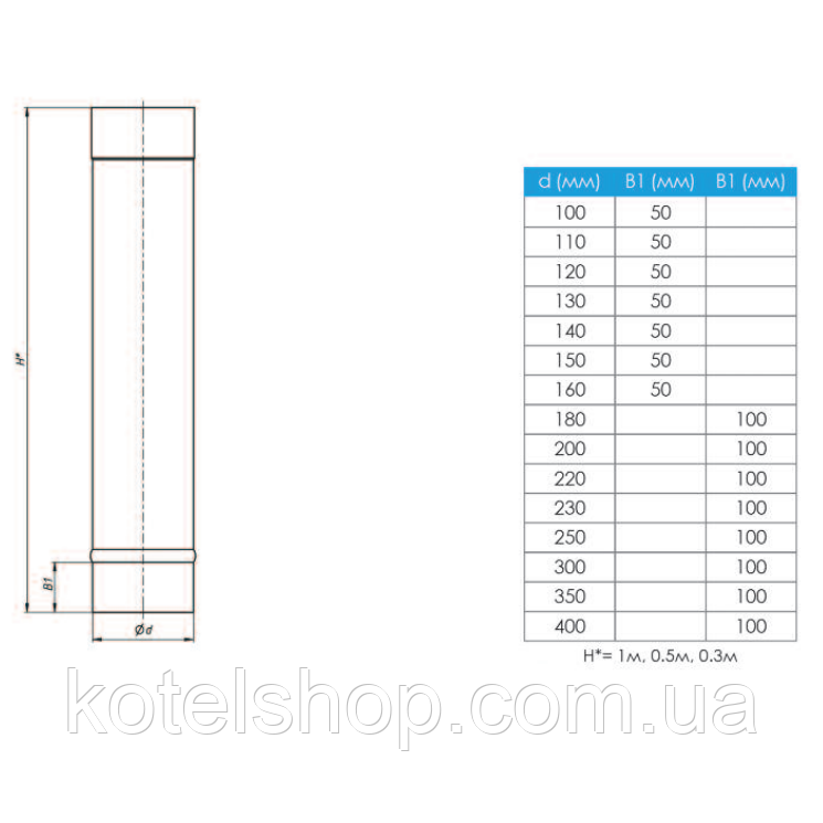 Труба для дымохода L-1 м D-100 мм толщина 0,6 мм - фото 2 - id-p1055700707