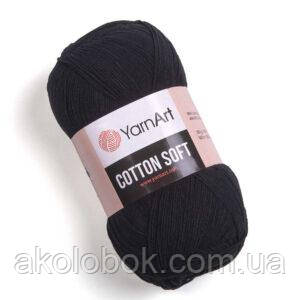 Турецька річна пряжа для в'язання YarnArt Soft Cotton (котон софт) тонкий полухлопок - 53 чорний