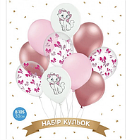 Набір повітряних куль " Кішечка Мері ", білий, рожевий, хром, 10шт.