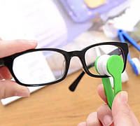 Губка салфетка для чистки окулярів, пінцет для очитки окулярів, зелений колір, розмір 7*2 см