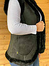 Модний жіночий жилет з овечої вовни з опушкою, фото 2