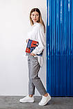 Стильні вовняні штани для вагітних з високим трикотажним бандажиком на животик сірі, 5365223-4-С, фото 4