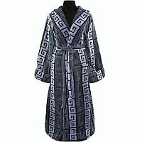 Халат махровый мужской орнамент 44-46 серый (506)
