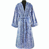 Халат махровый мужской белая клетка 52-54 серый (537)