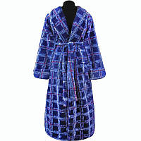 Халат махровый мужской клетка 48-50 синий (502)
