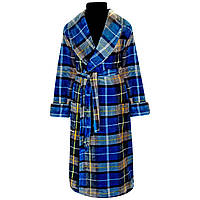Халат махровый мужской клетка 48-50 синий (864)