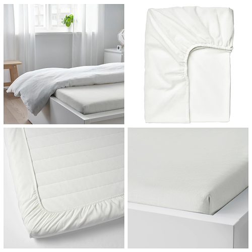 Простынь на резинке односпальная IKEA TAGGVALLMO 90x200 см белая ИКЕА ...