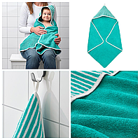 Полотенце с капюшоном IKEA RÖRANDE 80x80 см 100% хлопок зелёное полотенце для детей ИКЕА РЕРАНДЕ