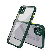 Протиударний чохол для iPhone 12 mini зелений прозорий бампер-захист камери