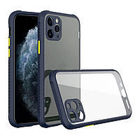 Протиударний чохол для iPhone 13 Pro синій прозорий бампер-захист камери