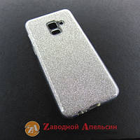 Samsung A8 A530 чехол блестки Shining silver