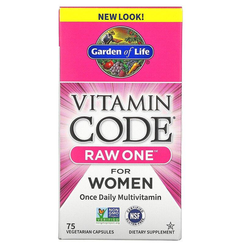 Garden of Life, Vitamin Code, RAW One, мультивітамінна добавка для жінок, 75 капсул