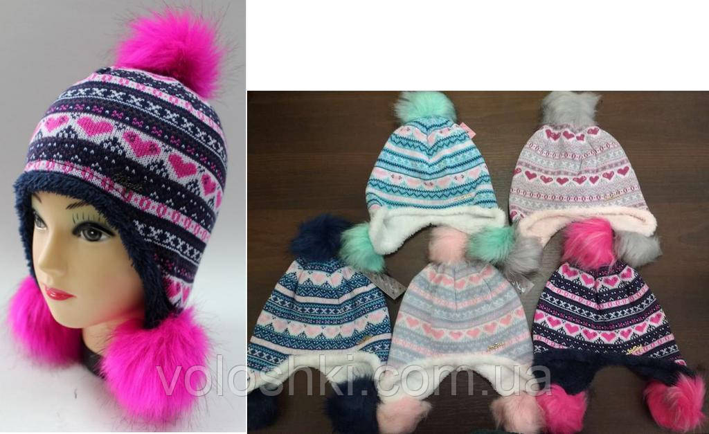 Шапка тепла зимова для дівчинки з вухами, РВМ, Щесліве Дитинство (розмір 50-52), фото 1